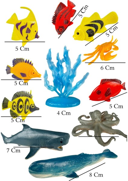 Elite Mini Deniz Canlıları Figür Seti – 11 Parça Renkli Eğitici Oyuncak (4-8 Cm) 1 Adet