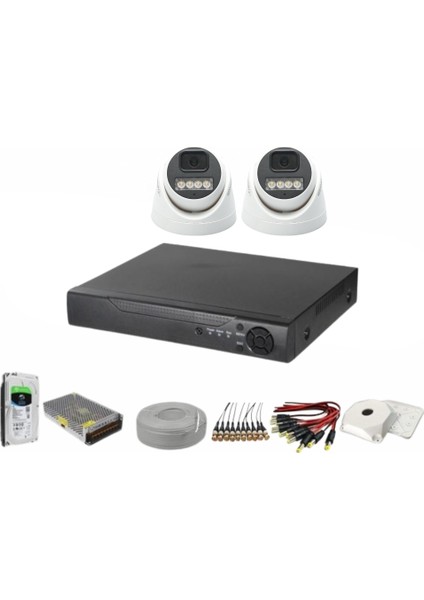 2'li Dome Kamera Seti 2 Mp 3.6mm Full Color Serisi