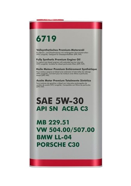 FF6719-5ME Fanfaro Vw-Audı-Skoda Apı Sn Acea C3 5W-30 (Metal) 5 L