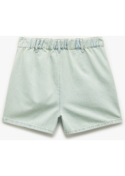 Normal Bel Pileli Düğmeli Cepli Rahat Kalıp Mini Denim Şort fiyatları