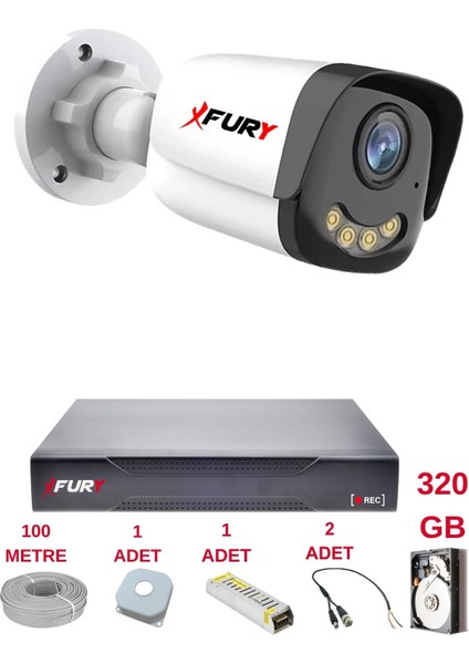 1 Kameralı 4 Warm LED Gece Renkli Görüş-Cepten Izle-Su Geçirmez Güvenlik Kamerası Seti 320GB fiyatları