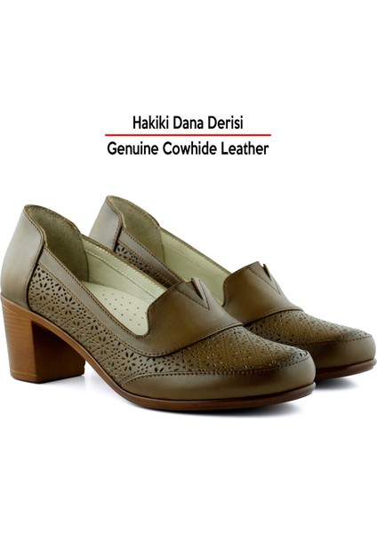 Madre Kahverengi Hakiki Dana Derisi Vintage Desenli Kalın Topuklu Günlük Klasik Ayakkabı modelleri