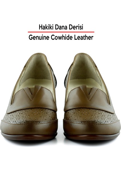 Madre Kahverengi Hakiki Dana Derisi Vintage Desenli Kalın Topuklu Günlük Klasik Ayakkabı fırsatları