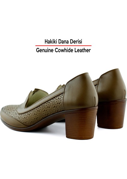Madre Kahverengi Hakiki Dana Derisi Vintage Desenli Kalın Topuklu Günlük Klasik Ayakkabı indirimleri