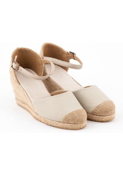 Gerçek Elişi Burnu Hasır Dolgu Topuk Bej Keten Hasır Espadril Handmade fiyatları