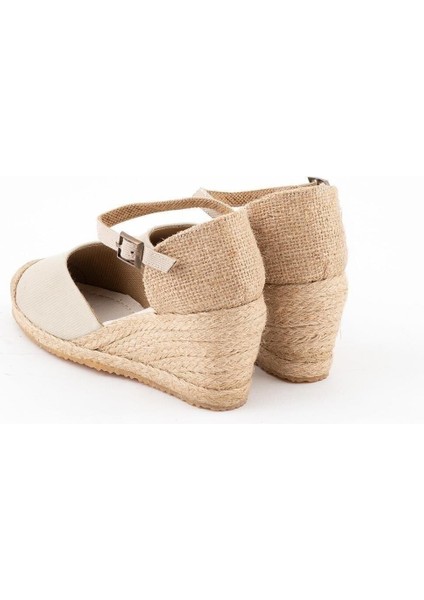 Gerçek Elişi Burnu Hasır Dolgu Topuk Bej Keten Hasır Espadril Handmade modelleri