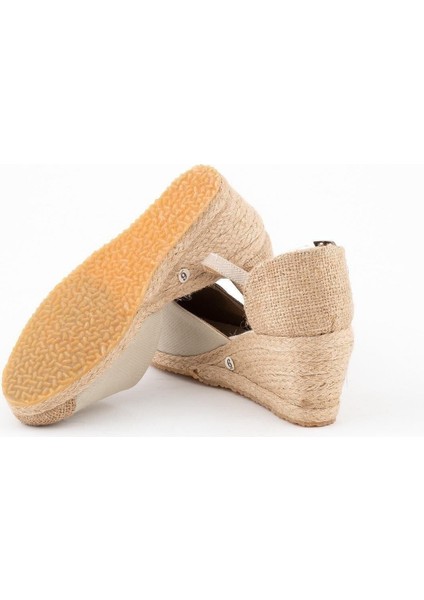 Gerçek Elişi Burnu Hasır Dolgu Topuk Bej Keten Hasır Espadril Handmade fırsatları