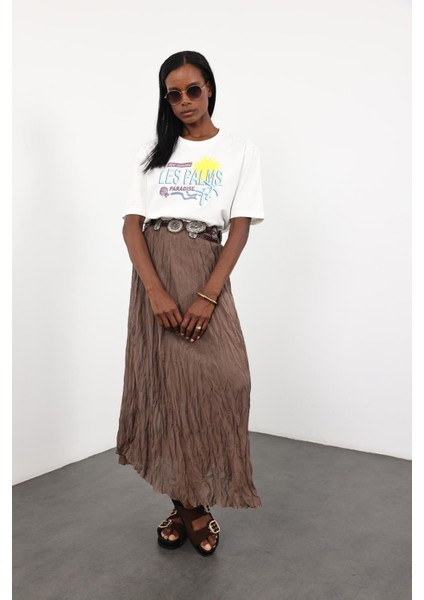 Beyaz Les Palms Baskılı Basic Tişört 0494 fiyatları