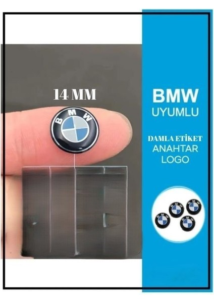 Bmw Logolu Anahtar Amblemi Logo 2 Adet 1.4 cm Damla Etiket