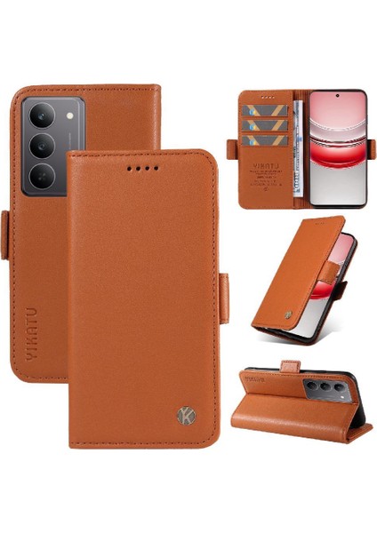Realme 14X 5g Premium Faux Deri ve Zarif Logo Ile Flip Case ve (Yurt Dışından)