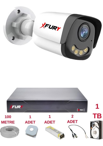 1 Kameralı 4 Warm LED Gece Renkli Görüş-Cepten Izle-Su Geçirmez Güvenlik Kamerası Seti 1tb fiyatları