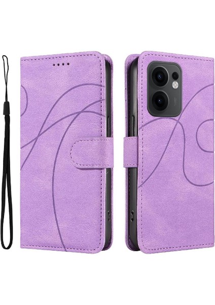 Oppo Reno 13F Cilt Hissediyorum Deri ve Buzlu Tpu Kavisli Çizgi Için Flip Case (Yurt Dışından)