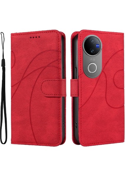 Vıvo V50 5g Cilt Hissediyorum Deri ve Buzlu Tpu Kavisli Çizgi Için Flip Case (Yurt Dışından)
