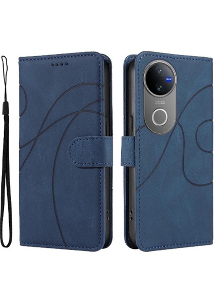 Vıvo V50 5g Cilt Hissediyorum Deri ve Buzlu Tpu Kavisli Çizgi Için Flip Case (Yurt Dışından)
