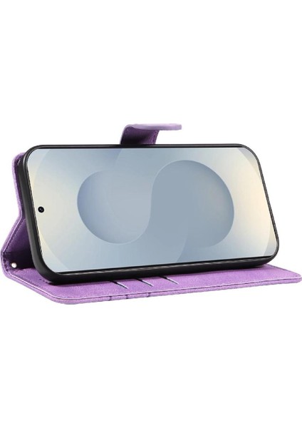Samsung Galaxy S25 Kenar Cilt Hissediyorum Deri ve Buzlu Tpu Için Flip Case (Yurt Dışından)