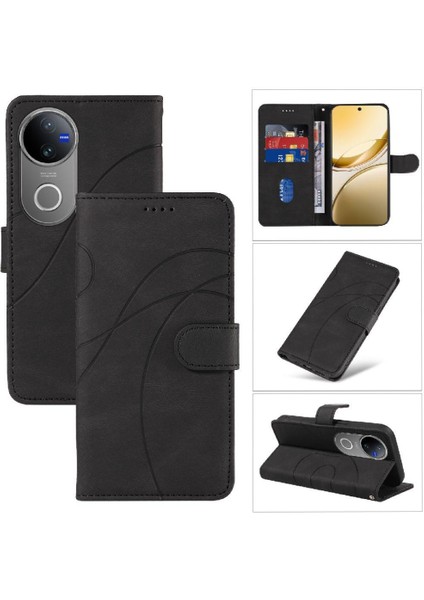 Vıvo V50 5g Cilt Hissediyorum Deri ve Buzlu Tpu Kavisli Çizgi Için Flip Case (Yurt Dışından)