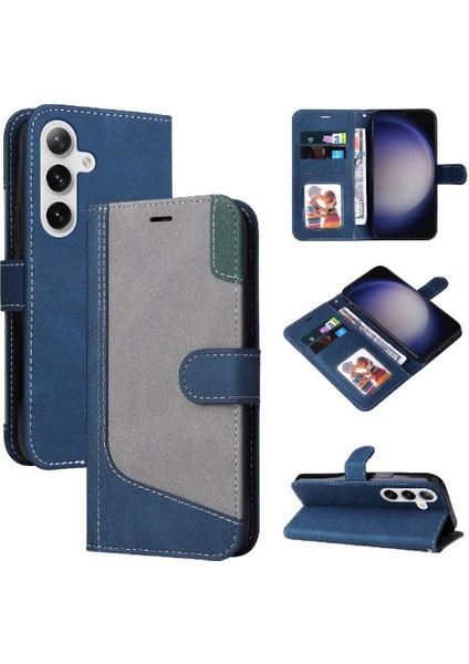 Samsung Galaxy S25 Benzersiz Patchwork Renk Pu Deri Yüksek Için Flip Case (Yurt Dışından)