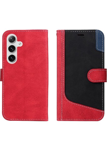 Samsung Galaxy S25 Benzersiz Patchwork Renk Pu Deri Yüksek Için Flip Case (Yurt Dışından)