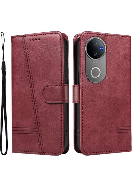Vıvo V50 5g Cüzdan Telefon Kılıfı Için Filp Durumda Kredi Ile Preslenmiş Pu Deri (Yurt Dışından)