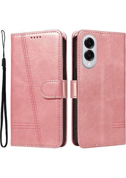 Samsung Galaxy S25 Kenar Cüzdan Telefon Kılıfı Için Filp Durumda Preslenmiş Pu Deri (Yurt Dışından)