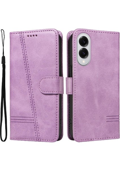 Samsung Galaxy S25 Kenar Cüzdan Telefon Kılıfı Için Filp Durumda Preslenmiş Pu Deri (Yurt Dışından)