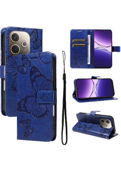 Oppo A5 Pro 5g Için Flip Case Ayrılabilir El Kayışı Kabartmalı Kelebek Yüksek (Yurt Dışından)