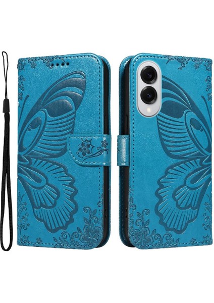Samsung Galaxy S25 Kenar Yüksek Kaliteli Deri Kabartmalı El Için Flip Case (Yurt Dışından)