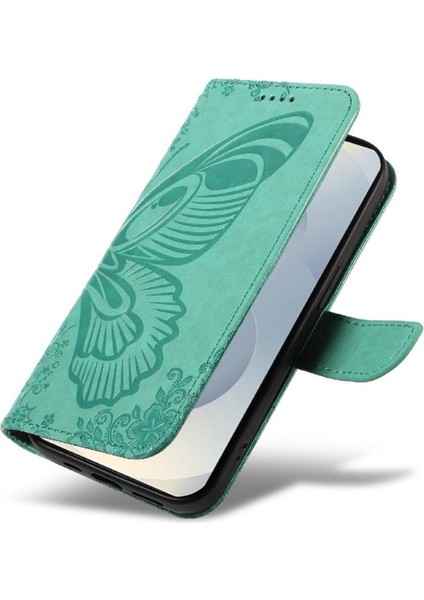 Samsung Galaxy S25 Kenar Yüksek Kaliteli Deri Kabartmalı El Için Flip Case (Yurt Dışından)