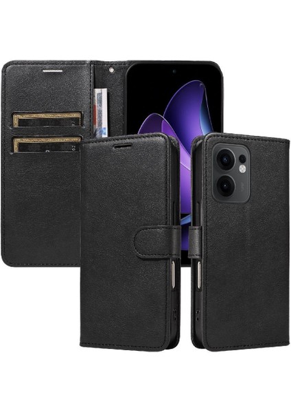 Oppo Reno 13F Yüksek Kaliteli Deri Klasik Düz Renk Telefon Için Flip Case (Yurt Dışından)