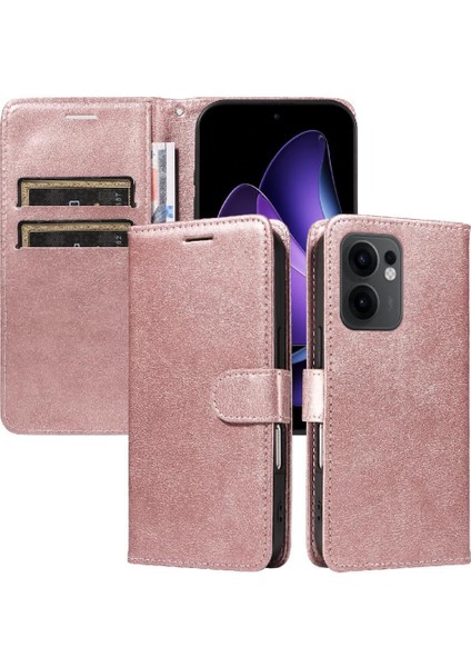 Oppo Reno 13F Yüksek Kaliteli Deri Klasik Düz Renk Telefon Için Flip Case (Yurt Dışından)