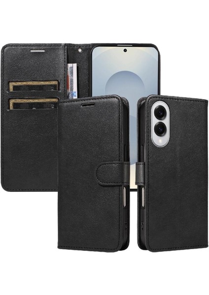 Kart Yuvası Yüksek Kaliteli Deri Ile Samsung Galaxy S25 Kenar Için Flip Case (Yurt Dışından)