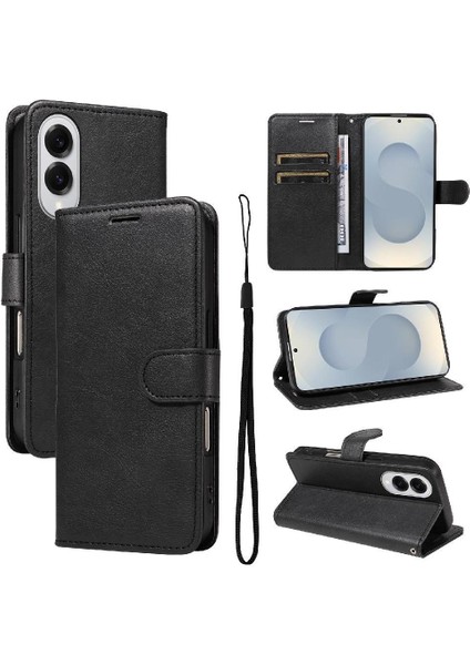 Kart Yuvası Yüksek Kaliteli Deri Ile Samsung Galaxy S25 Kenar Için Flip Case (Yurt Dışından)