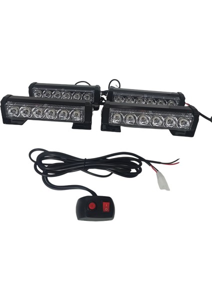 Otovo Güçlü Power LED 4'lü LED Çakar Lamba - 12V Kırmızı