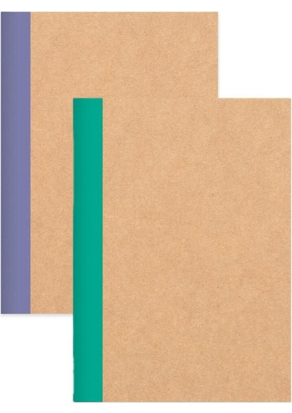 Kareli Stickerli Kraft Kapak 2'li Defter Set | 18,5 x 26 cm | 50 Yaprak