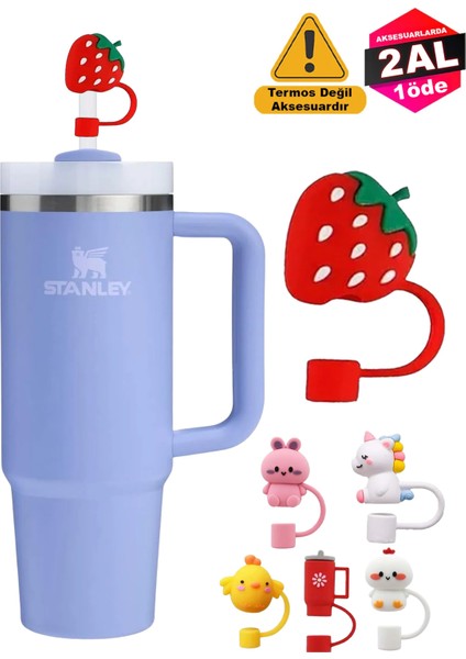 Quencher Termos Uyumlu Çilek Aksesuar / Pipet Koruyucu / Silikon Pipet Ucu Kapak / 10mm Uyumlu