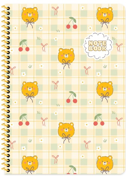 Kawaii Çizgili Stickerli Defter | 16,5 x 22,5 cm | Spiralli – 80 Yaprak