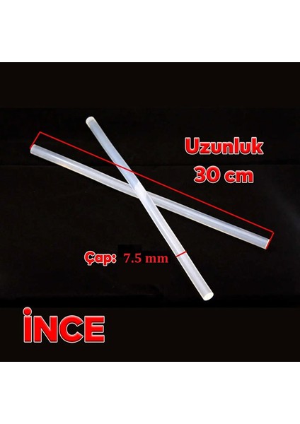 Ince Şeffaf Sıcak Mum Silikon 7.5mm 30CM 10 Adet modelleri