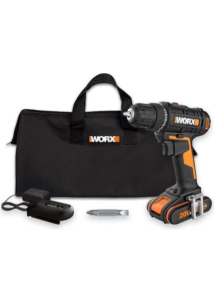 WX100 20VOLT/2.0AH. Li-Ion Tek Akülü Profesyonel Şarjlı Matkap