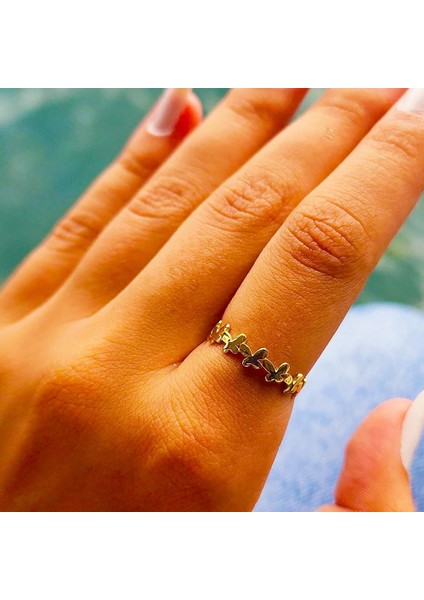 Gümüş Yüzük - Kadın Sıralı Kelebek Uğur Yüzüğü - 925 Ayar Hediye Gümüş Yüzük - Kelebek Şans Yüzüğü fiyatları