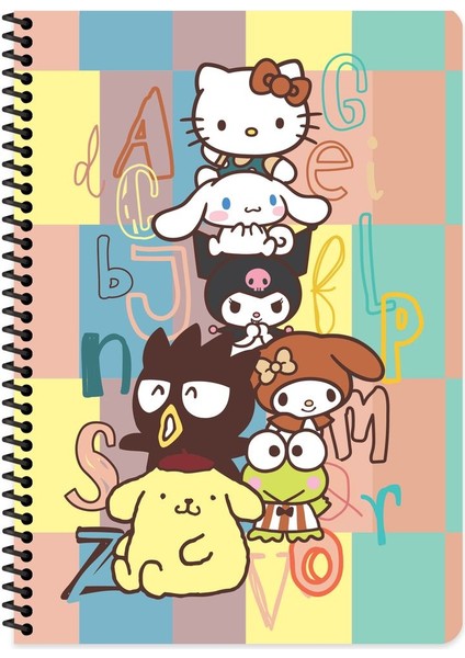 Hello Kitty And Friends Çizgili Defter | 16,5 x 22,5 cm | Spiralli – 80 Yaprak