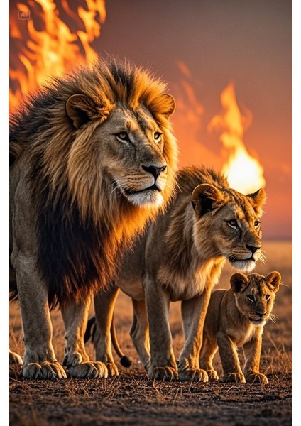 3'lü Cesur Aslan Kanvas Tablo Ev Duvar Salon Ofis Dükkan Hediyelik Dekarasyon Süsü fiyatları