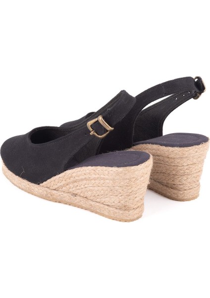 Gerçek Elişi Arkadan Bantlı Topuğu Açık Burnu Kapalı Keten Kadın Espadril Dolgu Topuk Handmade modelleri