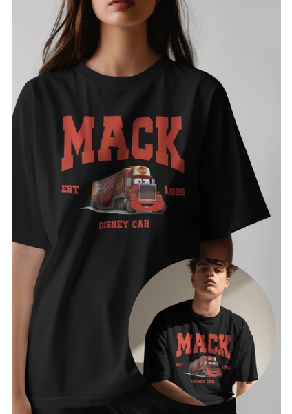 Unisex Arabalar Mack Est 1985 Baskılı Tişört, Oversize Cars Film Temalı T-Shirt
