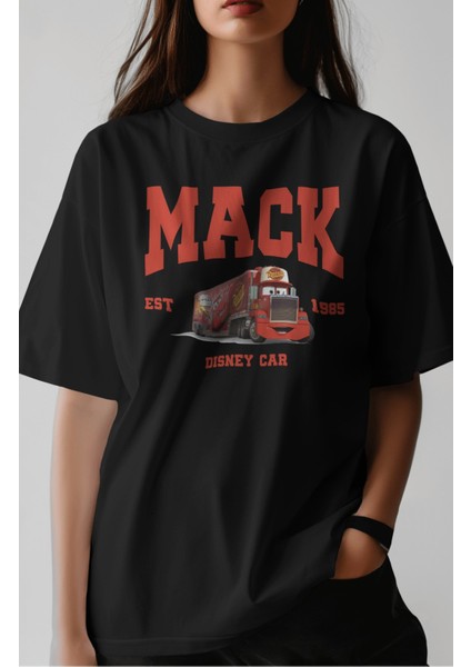 Unisex Arabalar Mack Est 1985 Baskılı Tişört, Oversize Cars Film Temalı T-Shirt modelleri