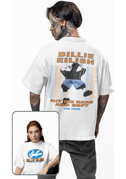 Unisex The Tour Sırt Baskılı Tişört, Oversize Billie Eilish Yazılı T-Shirt