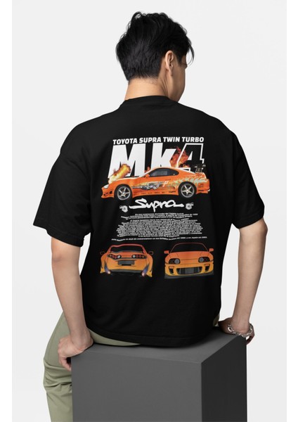 Oversize Sup Ra Mk4 Sırt Baskılı Tişört, Erkek-Kadın Araba Temalı Couple T-Shirt modelleri