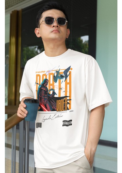 Unisex Darth Vader Baskılı Tişört, Oversize Star Wars Temalı T-Shirt