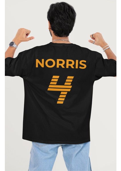 Oversize Lando Norris 4 F1 Sırt Baskılı Tişört, Unisex Formula 1 Temalı T-Shirt modelleri
