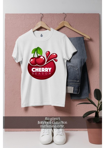 Oversize Cherry Season Kiraz Tasarımlı Unisex T-Shirt