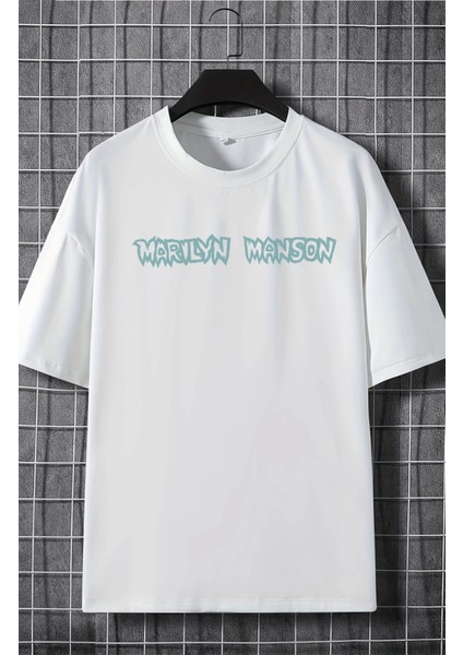 Unisex Marilyn Manson Guitar Sırt Baskılı Tişört, Oversize Rock Band Temalı T-Shirt fiyatları
